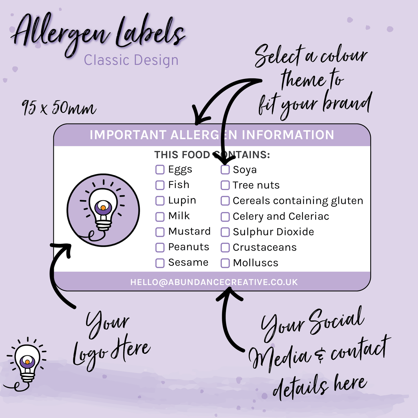 Allergen Labels - Customise Our Classic Template